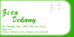 zita dekany business card